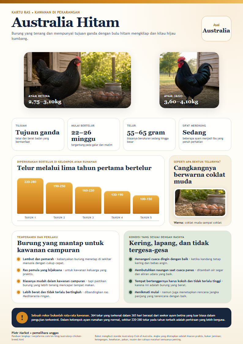 Australorp - kartu ras A4 untuk dicetak