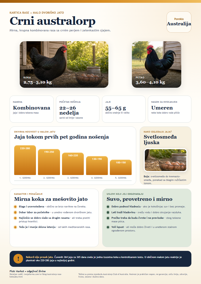 A4 kartica rase Australorp za štampu