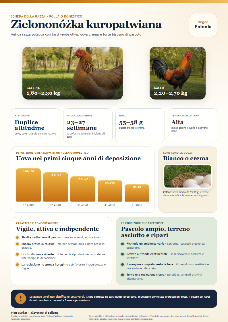 Scheda A4 della Zielononóżka kuropatwiana da stampare – gallina zielononóżka kuropatwiana vicino a uova crema