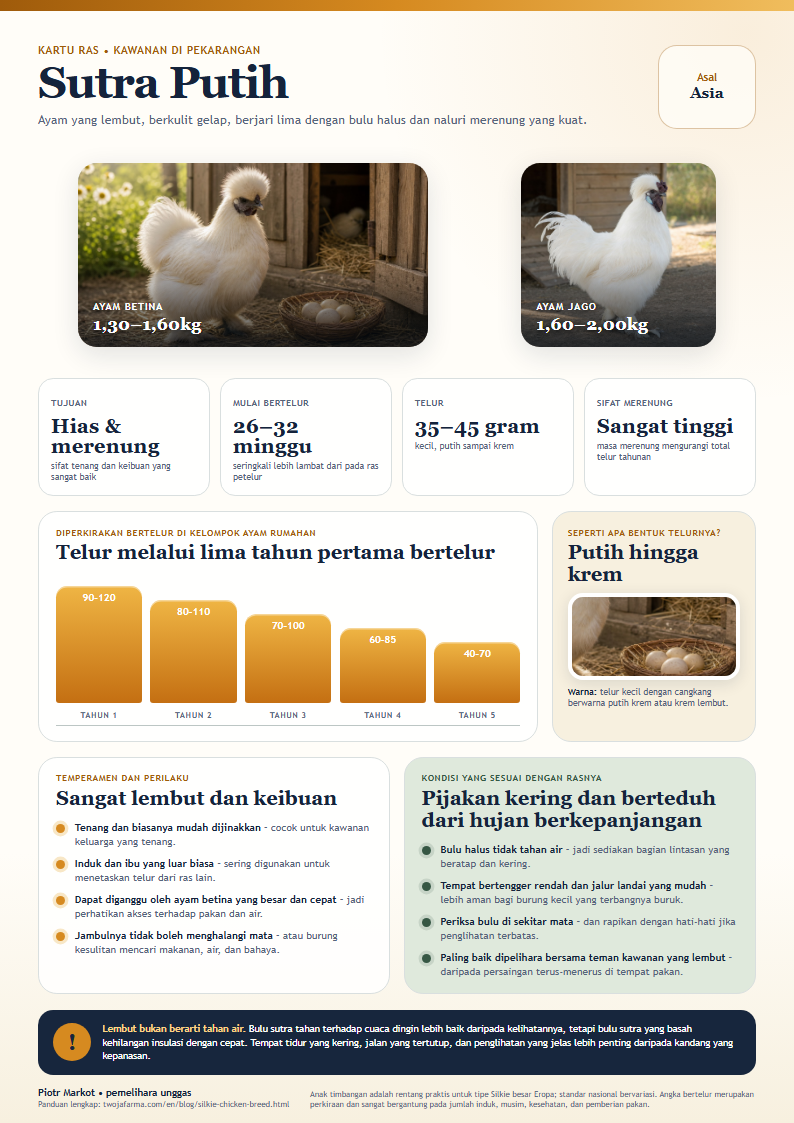 Kartu ras Silkie berbahasa Indonesia untuk dicetak