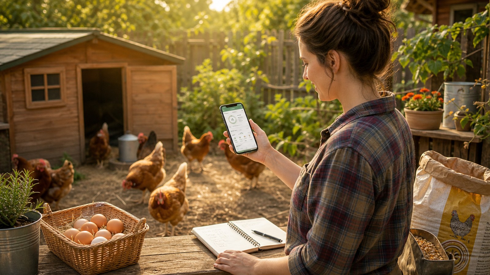 Managing a chicken flock with notes and egg records